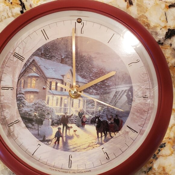 Thomas Kinkade CHRISTMAS Carol Clock 12 Songs VILLAGE 8" - Light Sensor NEW - Picture 7 of 9